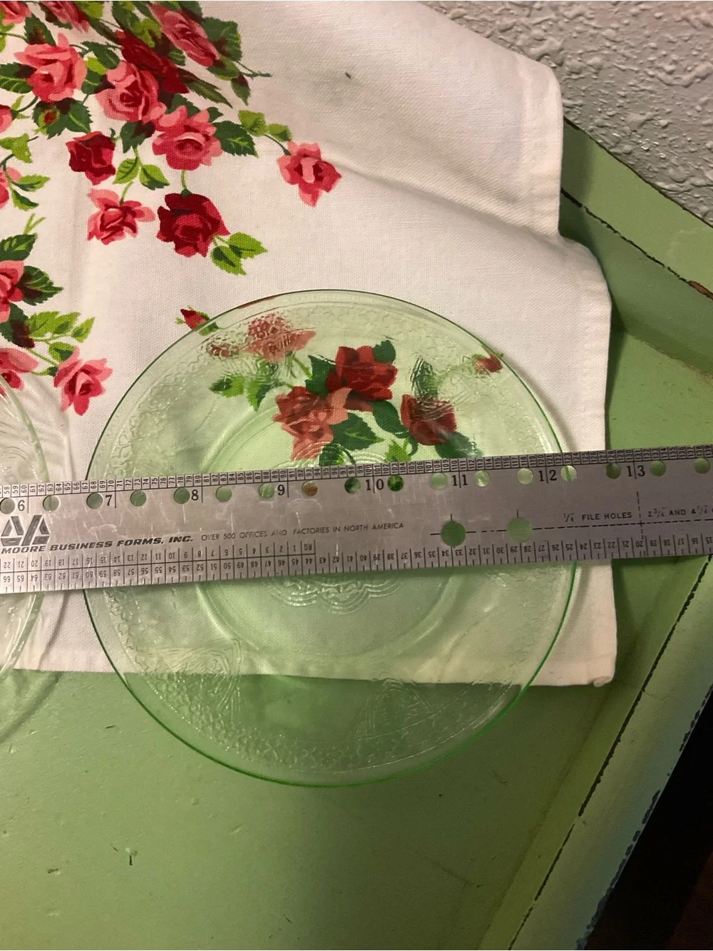 Lot of 4 mixed Green Uranium Saucers Plate Glass